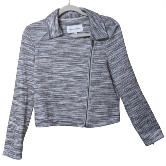 Cupcake and Cashmere McLaren gray marl moto asymmetric zip jacket size M - Picture 9 of 9